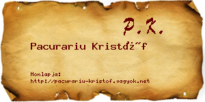 Pacurariu Kristóf névjegykártya